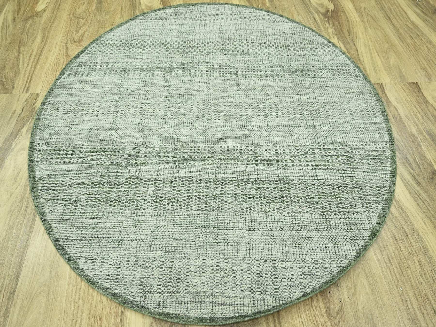 Green 5'11" x 6'0" Modern and Contemporary Hand knotted Wool Rug - Sku: O076732