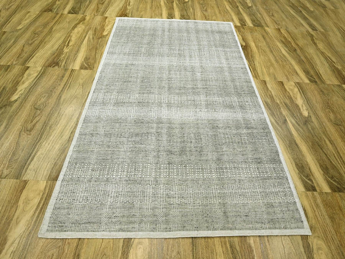 Modern / Contemporary hand-knotted wool rug in Gray, 6'1" x 9' — SKU O076736 (view 2)