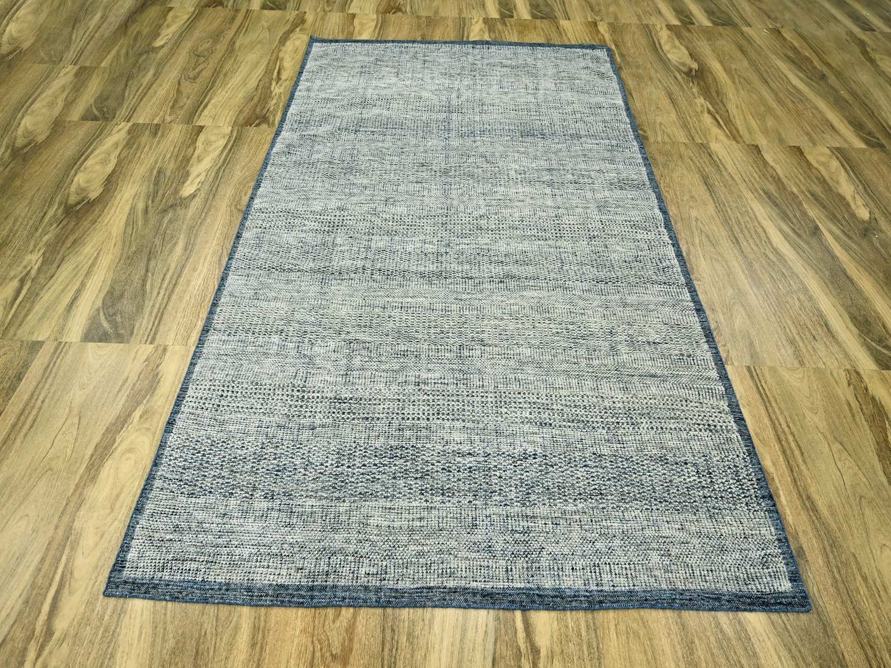 Blue 6'0" x 9'1" Modern and Contemporary Hand knotted Wool Rug - Sku: O076737