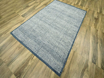 Blue 6'0" x 9'1" Modern and Contemporary Hand knotted Wool Rug - Sku: O076737