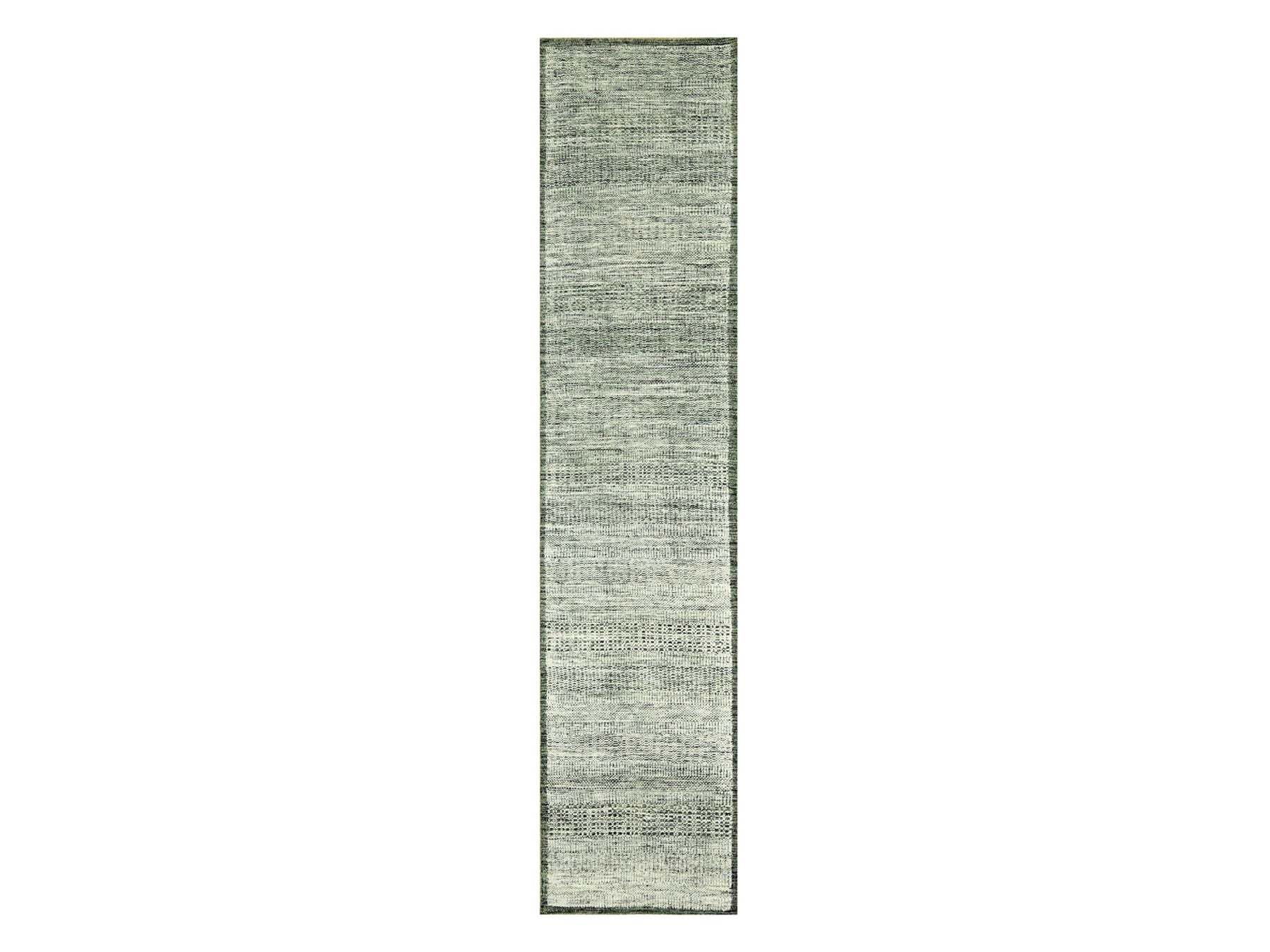 Green 2'6" x 11'10" Modern and Contemporary Hand knotted Wool Rug - Sku: O076740