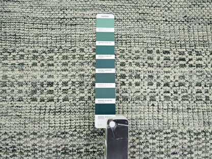 Green 2'6" x 11'10" Modern and Contemporary Hand knotted Wool Rug - Sku: O076740