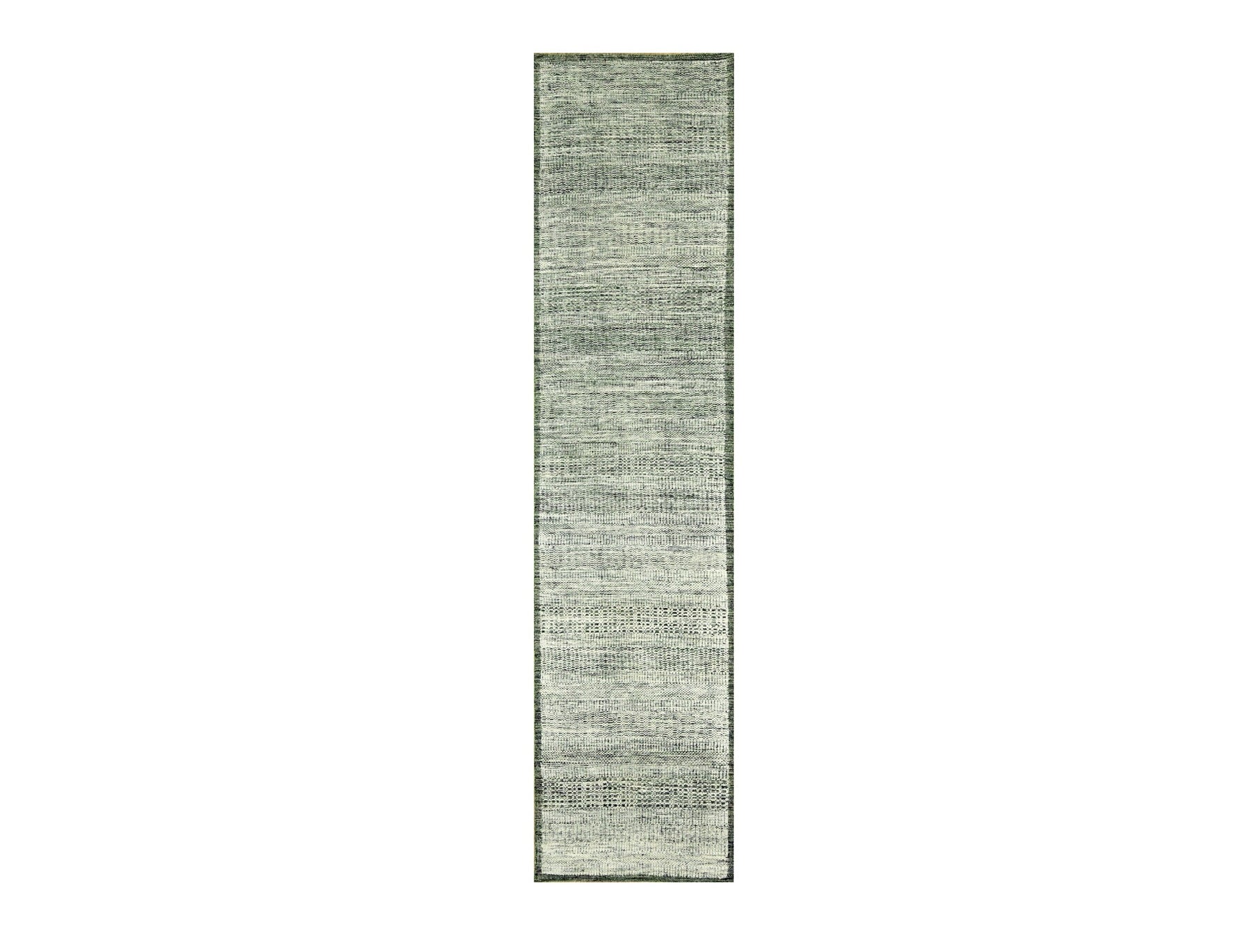 Green 2'6" x 10'0" Modern and Contemporary Hand knotted Wool Rug - Sku: O076741