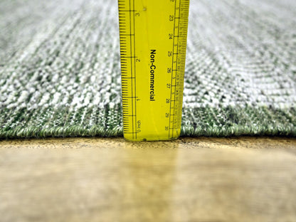 Green 2'6" x 10'0" Modern and Contemporary Hand knotted Wool Rug - Sku: O076741