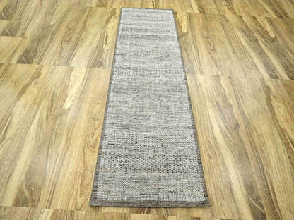 Modern / Contemporary hand-knotted wool runner in Brown, 2'8" x 7'10", SKU O076746 (view 2)