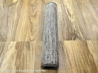 Modern / Contemporary hand-knotted wool runner in Brown, 2'8" x 7'10", SKU O076746 (view 7)