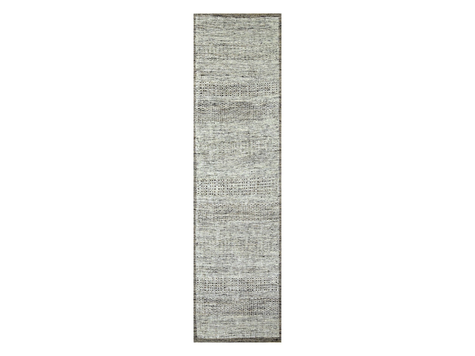 Brown 2'6" x 7'11" Modern and Contemporary Hand knotted Wool Rug - Sku: O076747