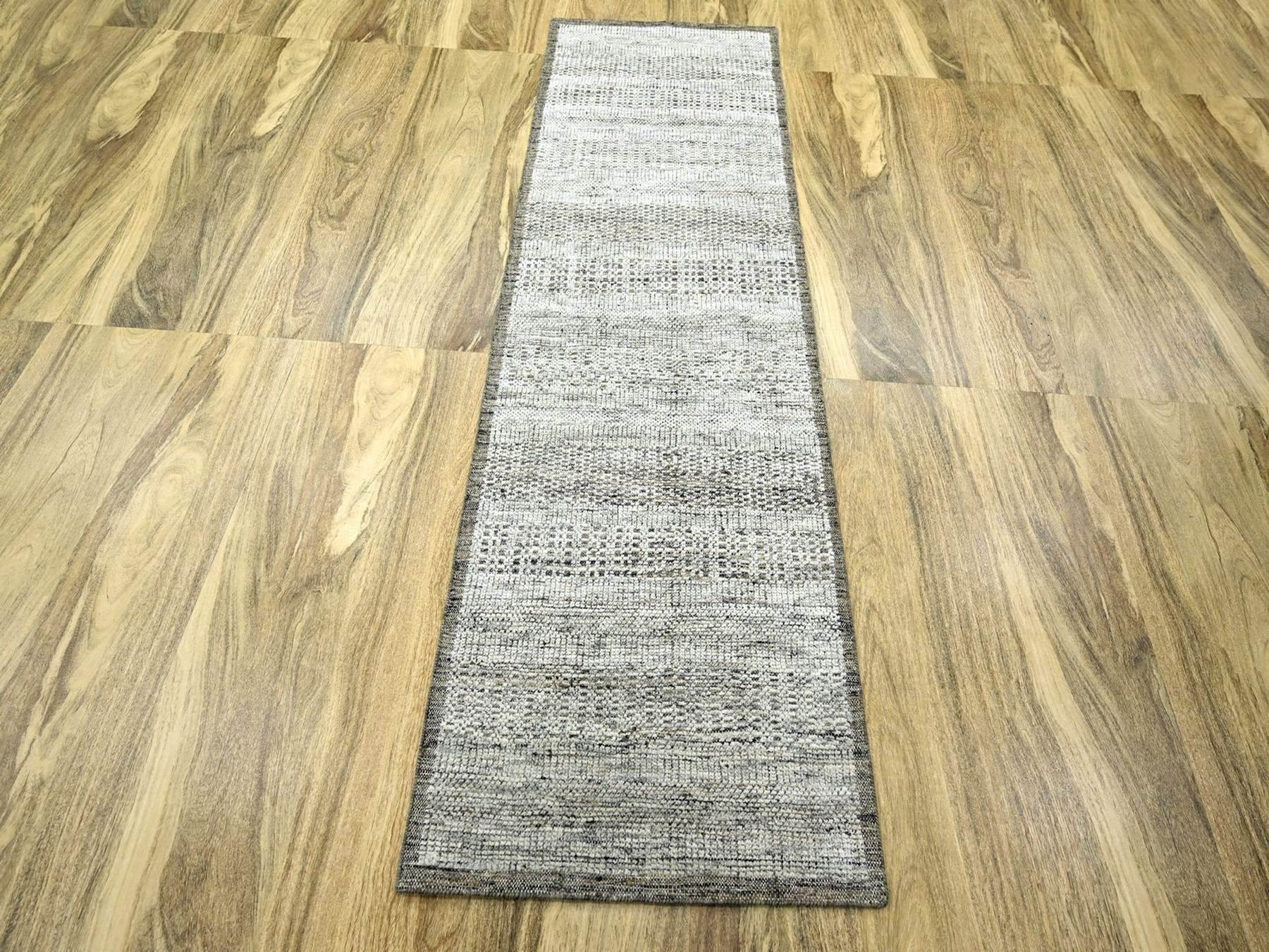 Modern / Contemporary hand-knotted wool runner in Brown, 2'6" x 7'11" — SKU O076747 (view 2)