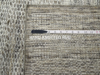 Brown 2'6" x 7'11" Modern and Contemporary Hand knotted Wool Rug - Sku: O076747