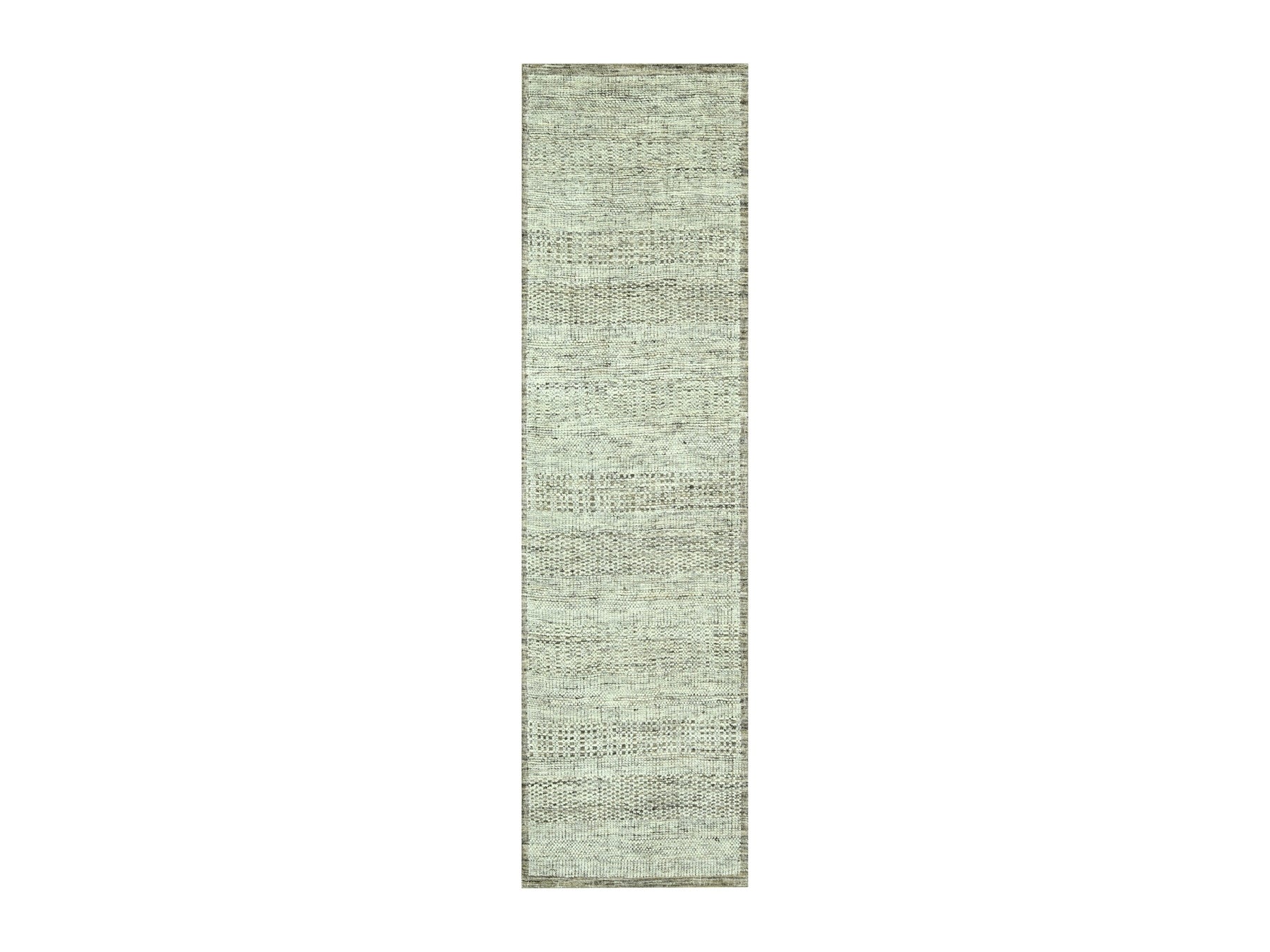 Brown 2'7" x 7'10" Modern and Contemporary Hand knotted Wool Rug - Sku: O076748