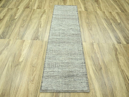 Brown 2'7" x 7'10" Modern and Contemporary Hand knotted Wool Rug - Sku: O076748