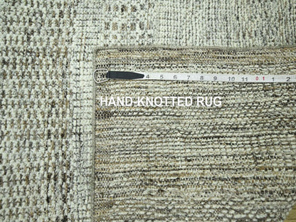 Brown 2'7" x 7'10" Modern and Contemporary Hand knotted Wool Rug - Sku: O076748