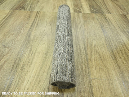 Brown 2'7" x 7'10" Modern and Contemporary Hand knotted Wool Rug - Sku: O076748