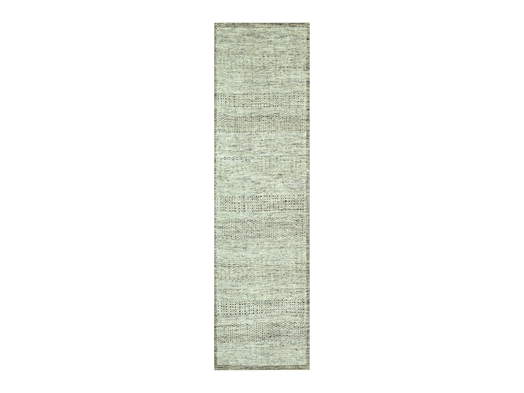 Brown 2'7" x 10'0" Modern and Contemporary Hand knotted Wool Rug - Sku: O076750