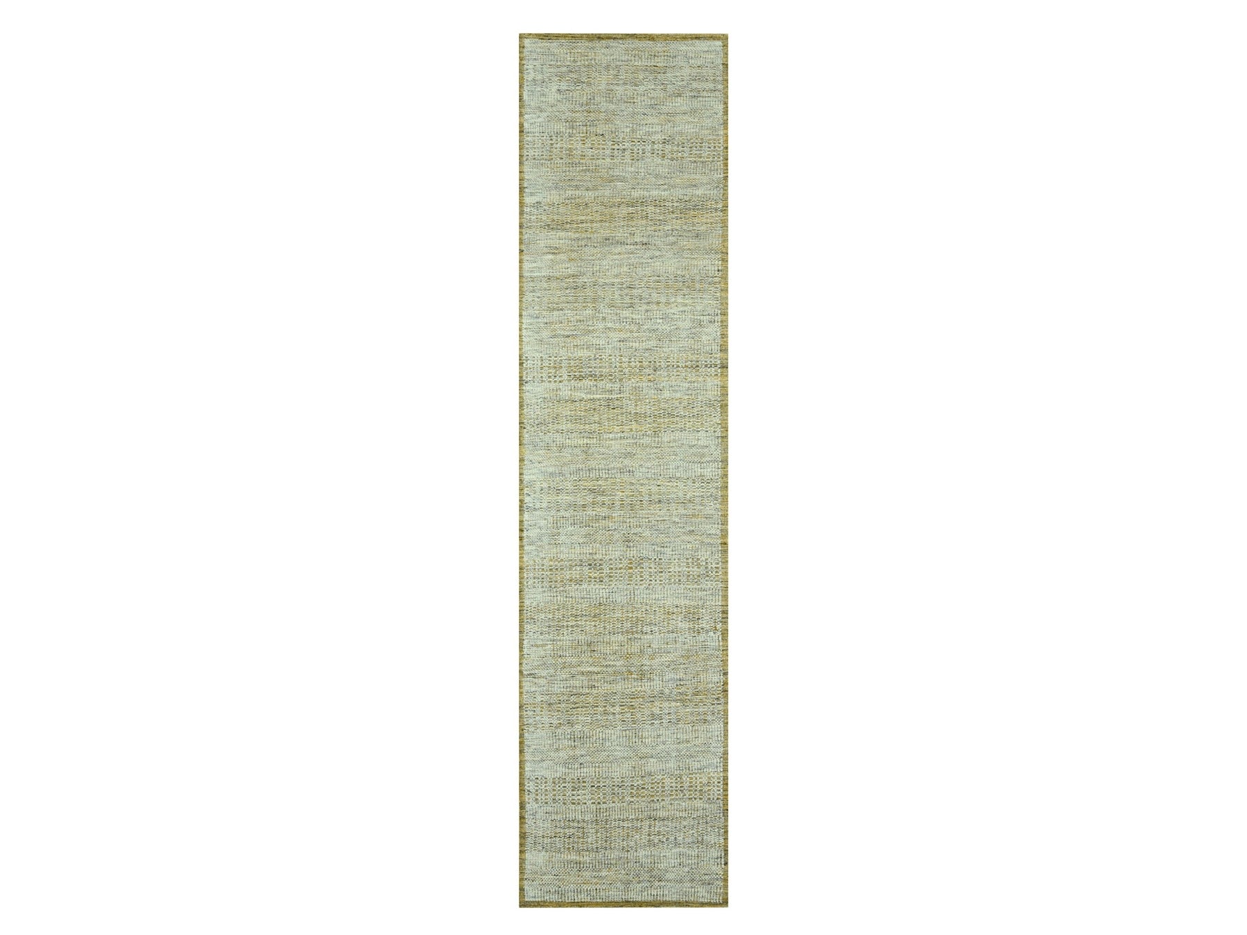 Modern / Contemporary hand-knotted wool runner in Yellow, 2'6" x 11'11" — SKU O076752