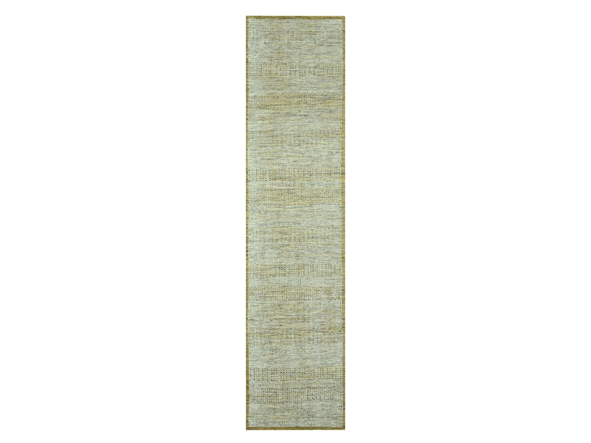 Modern / Contemporary hand-knotted wool runner in Yellow, 2'6" x 11'11" — SKU O076752