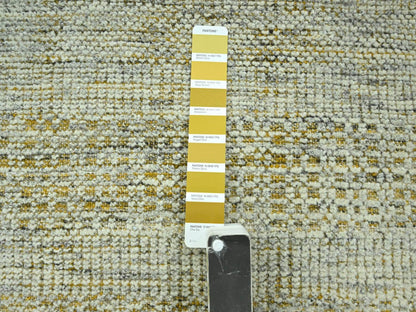 Modern / Contemporary hand-knotted wool runner in Yellow, 2'6" x 11'11" — SKU O076752 (view 4)