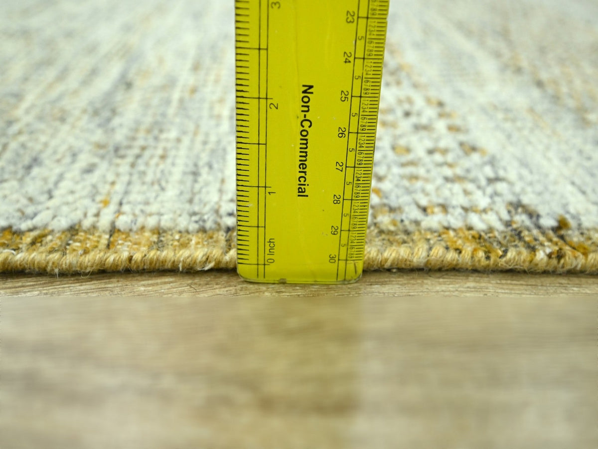 Modern / Contemporary hand-knotted wool runner in Yellow, 2'6" x 11'11" — SKU O076752 (view 5)
