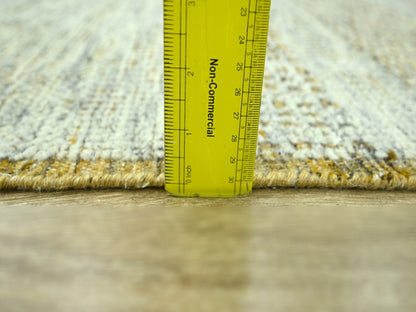 Modern / Contemporary hand-knotted wool runner in Yellow, 2'6" x 11'11" — SKU O076752 (view 5)