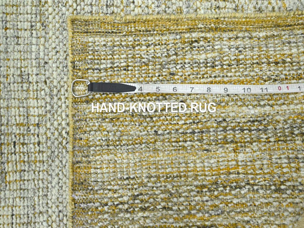 Modern / Contemporary hand-knotted wool runner in Yellow, 2'6" x 11'11" — SKU O076752 (view 6)