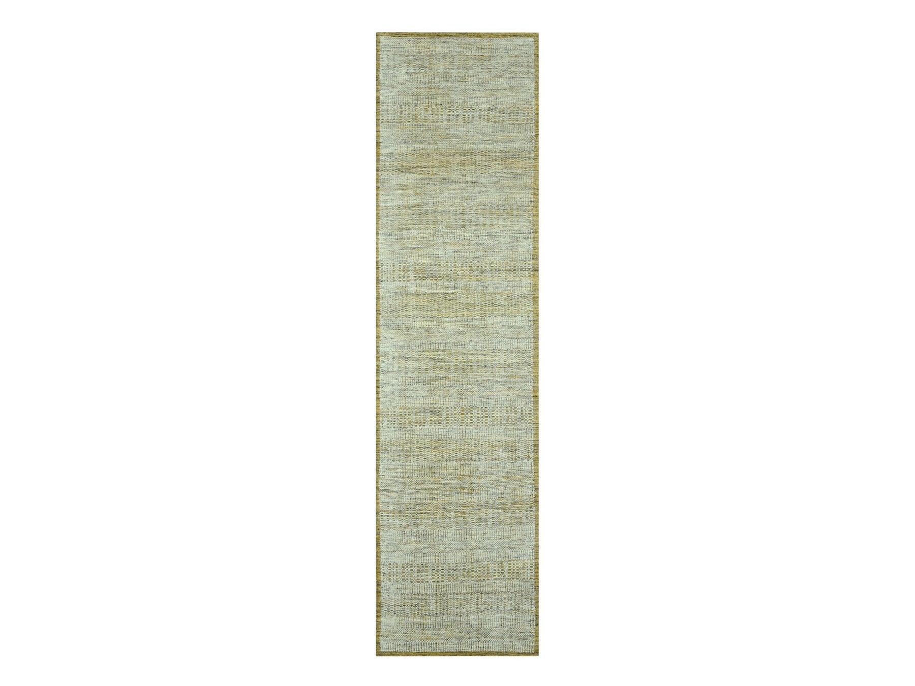 Modern / Contemporary hand-knotted wool runner in Yellow, 2'6" x 9'11" — SKU O076753