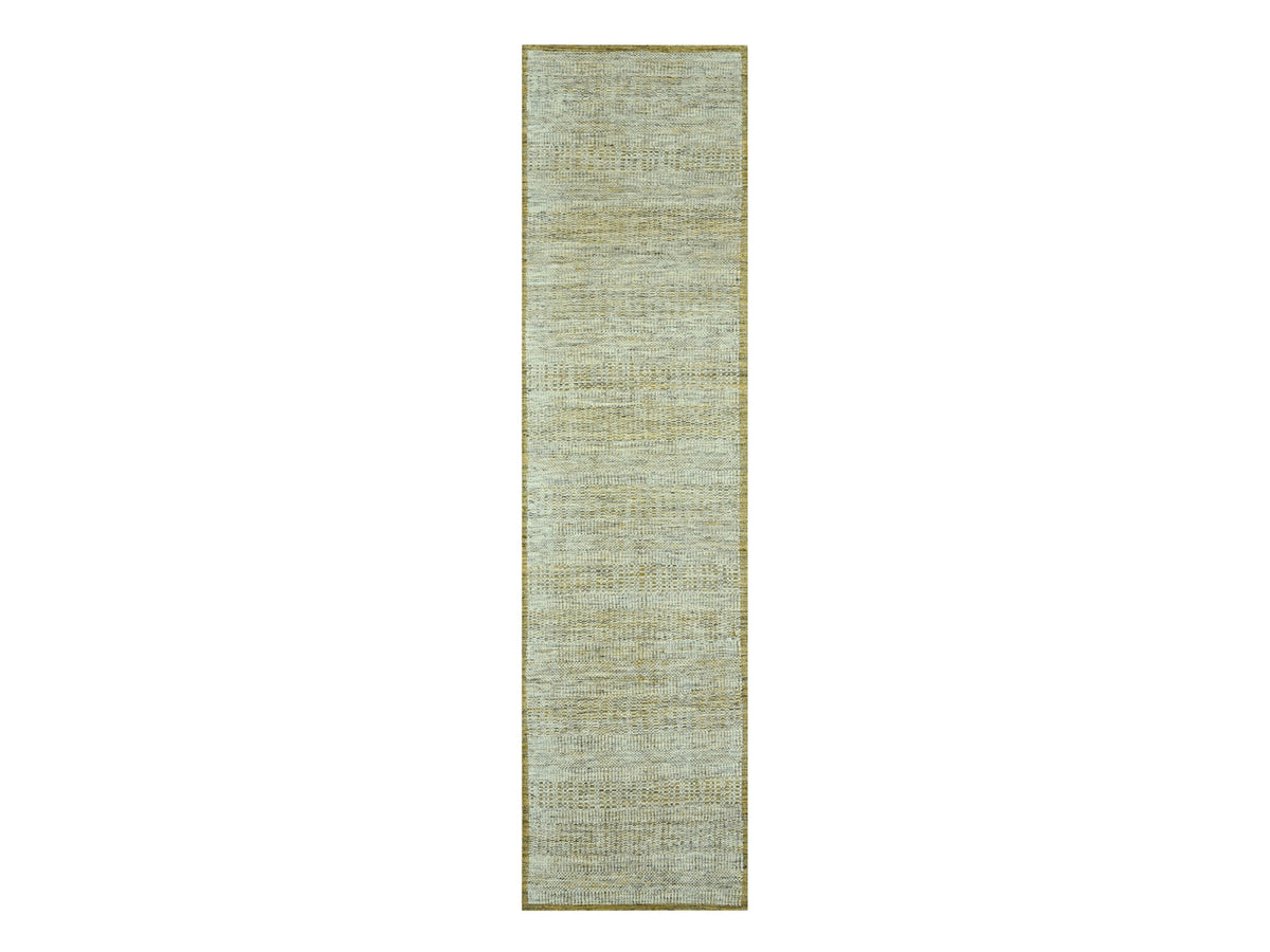 Modern / Contemporary hand-knotted wool runner in Yellow, 2'6" x 9'11" — SKU O076753