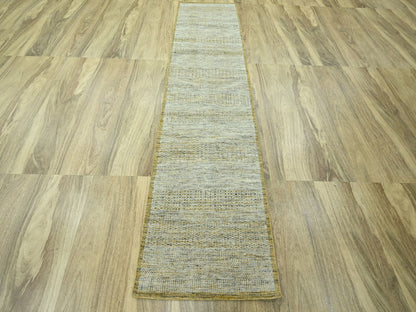 Modern / Contemporary hand-knotted wool runner in Yellow, 2'6" x 9'11" — SKU O076753 (view 2)