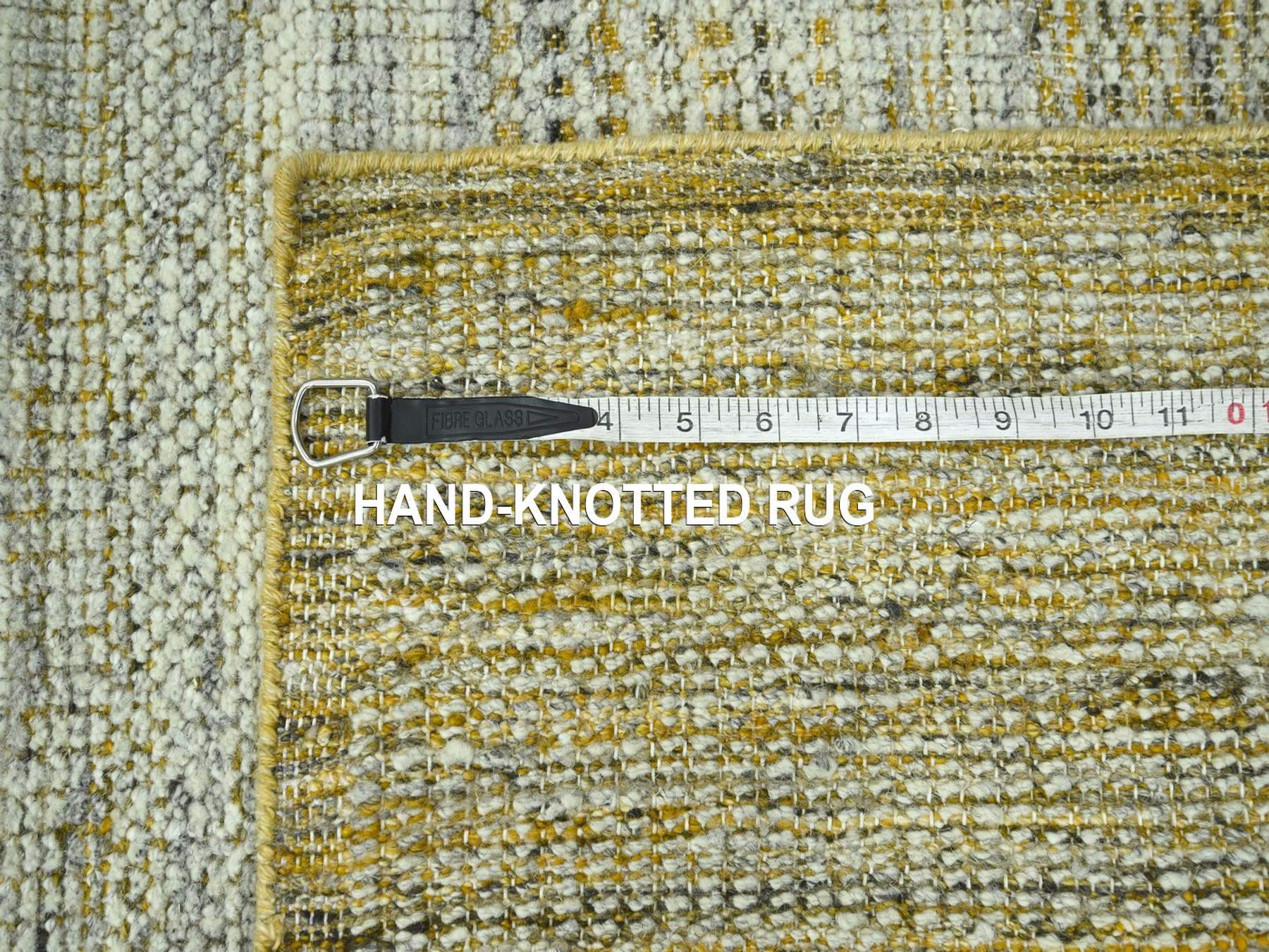 Modern / Contemporary hand-knotted wool runner in Yellow, 2'6" x 9'11" — SKU O076753 (view 6)