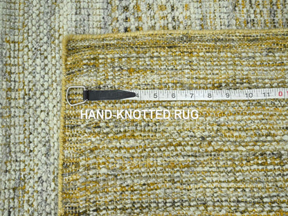 Modern / Contemporary hand-knotted wool runner in Yellow, 2'6" x 9'11" — SKU O076753 (view 6)