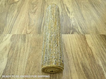 Modern / Contemporary hand-knotted wool runner in Yellow, 2'6" x 9'11" — SKU O076753 (view 7)