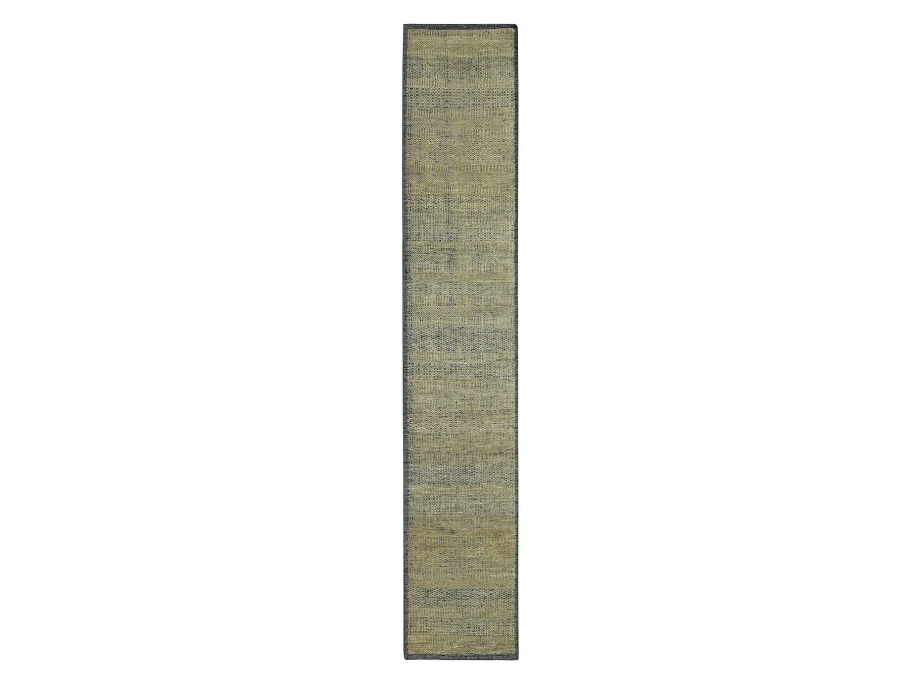 Brown 2'6" x 11'10" Modern and Contemporary Hand knotted Wool Rug - Sku: O076755