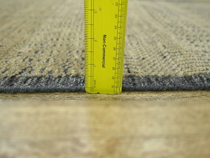 Brown 2'6" x 11'10" Modern and Contemporary Hand knotted Wool Rug - Sku: O076755