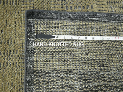Brown 2'6" x 11'10" Modern and Contemporary Hand knotted Wool Rug - Sku: O076755