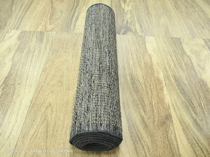 Brown 2'6" x 11'10" Modern and Contemporary Hand knotted Wool Rug - Sku: O076755