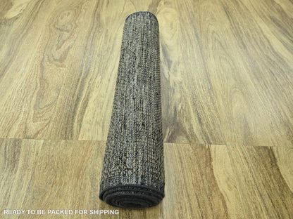 Brown 2'6" x 9'11" Modern and Contemporary Hand knotted Wool Rug - Sku: O076756