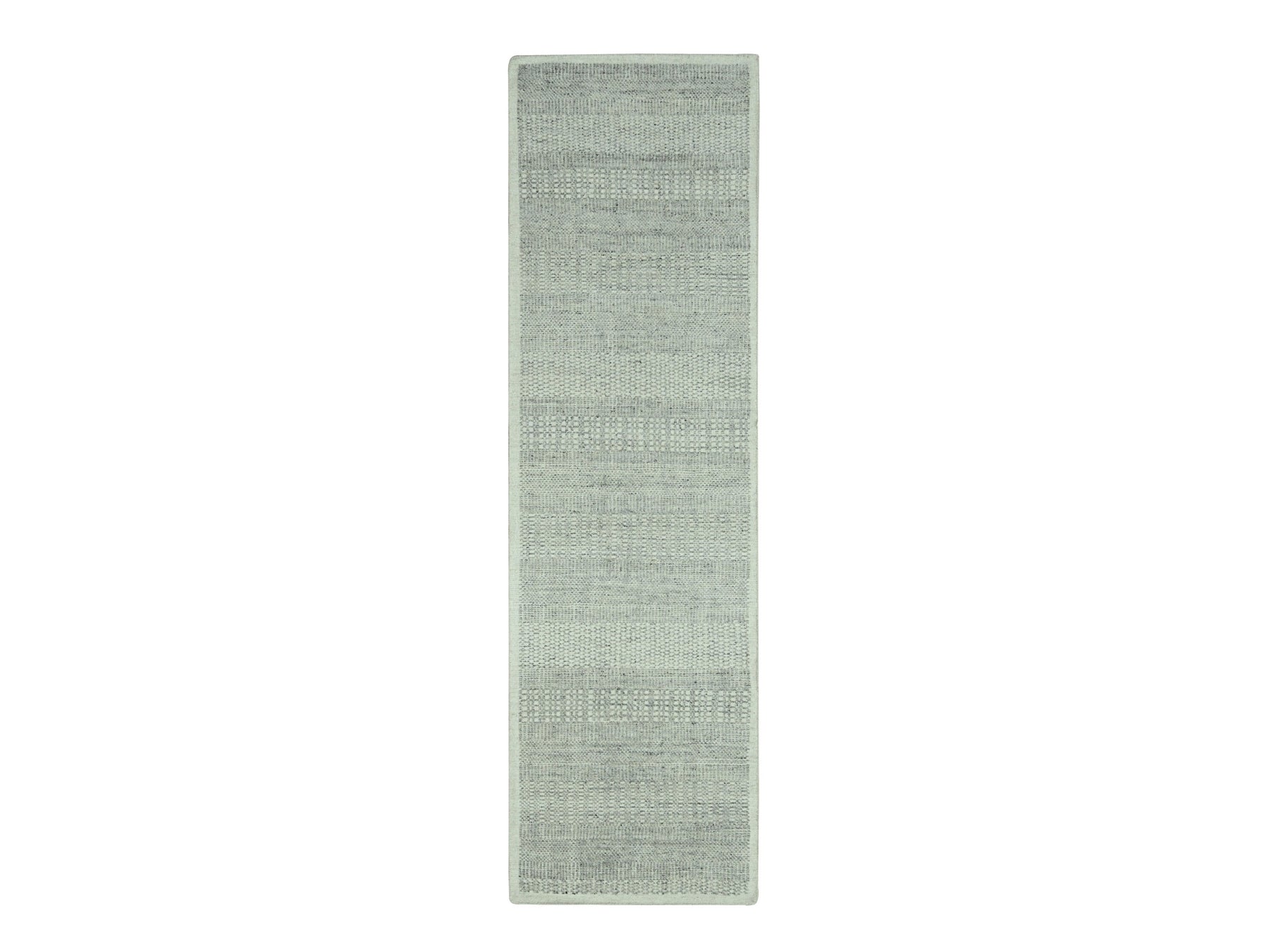 Modern / Contemporary hand-knotted wool runner in Gray, 2'6" x 8'1" — SKU O076757
