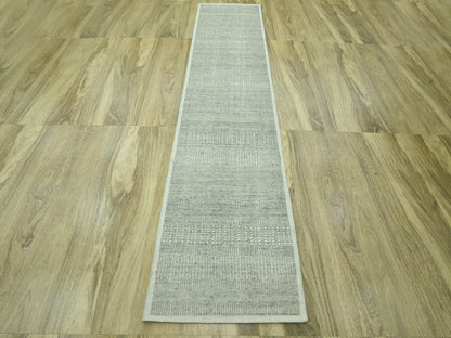 Modern / Contemporary hand-knotted wool runner in Gray, 2'7" x 10'3" — SKU O076758 (view 2)