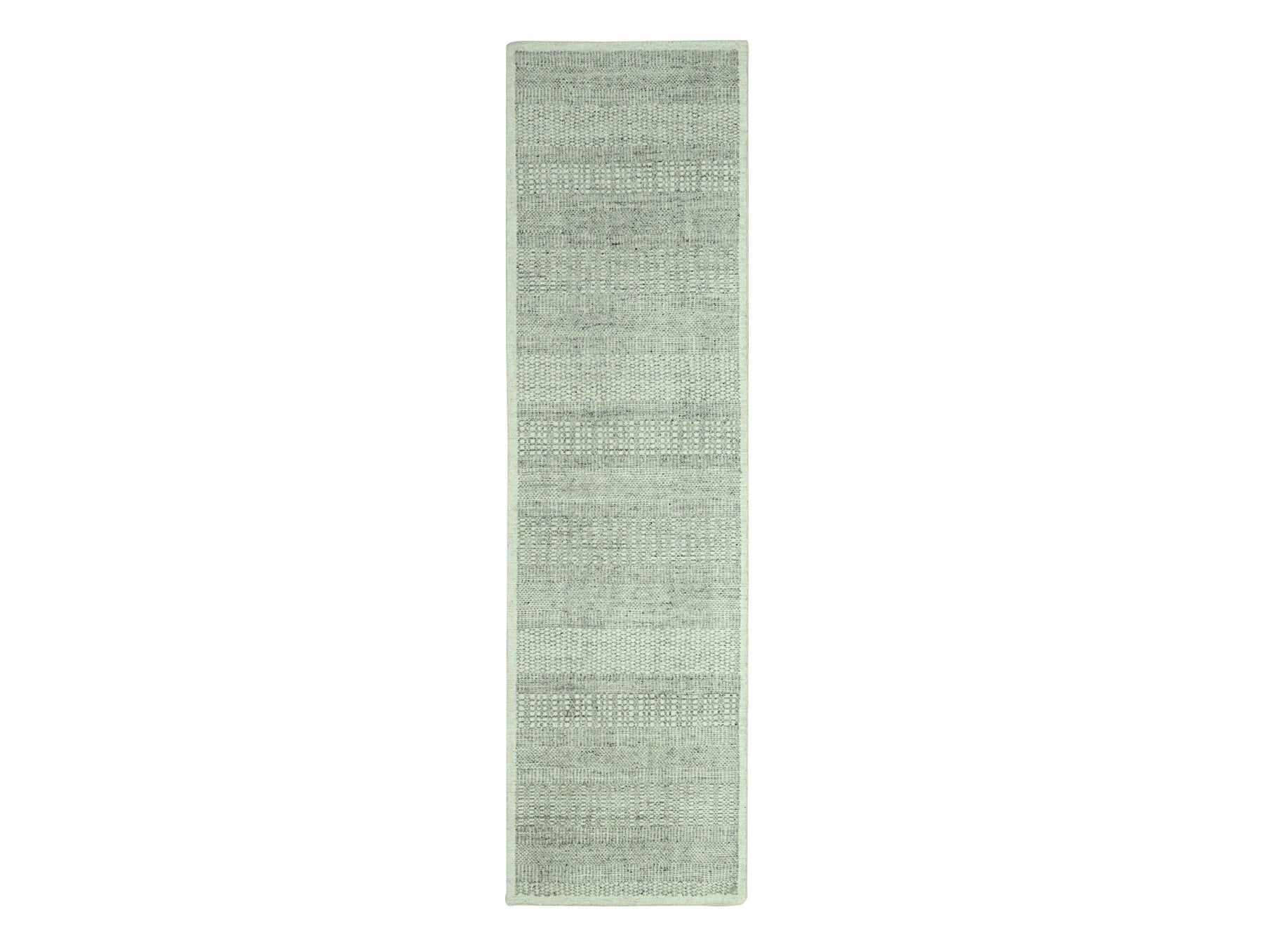 Grey 2'7" x 8'1" Modern and Contemporary Hand knotted Wool Rug - Sku: O076759