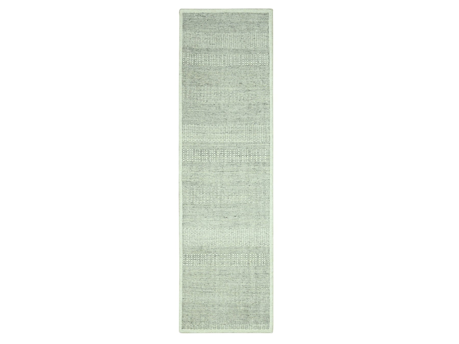 Grey 2'7" x 8'1" Modern and Contemporary Hand knotted Wool Rug - Sku: O076760