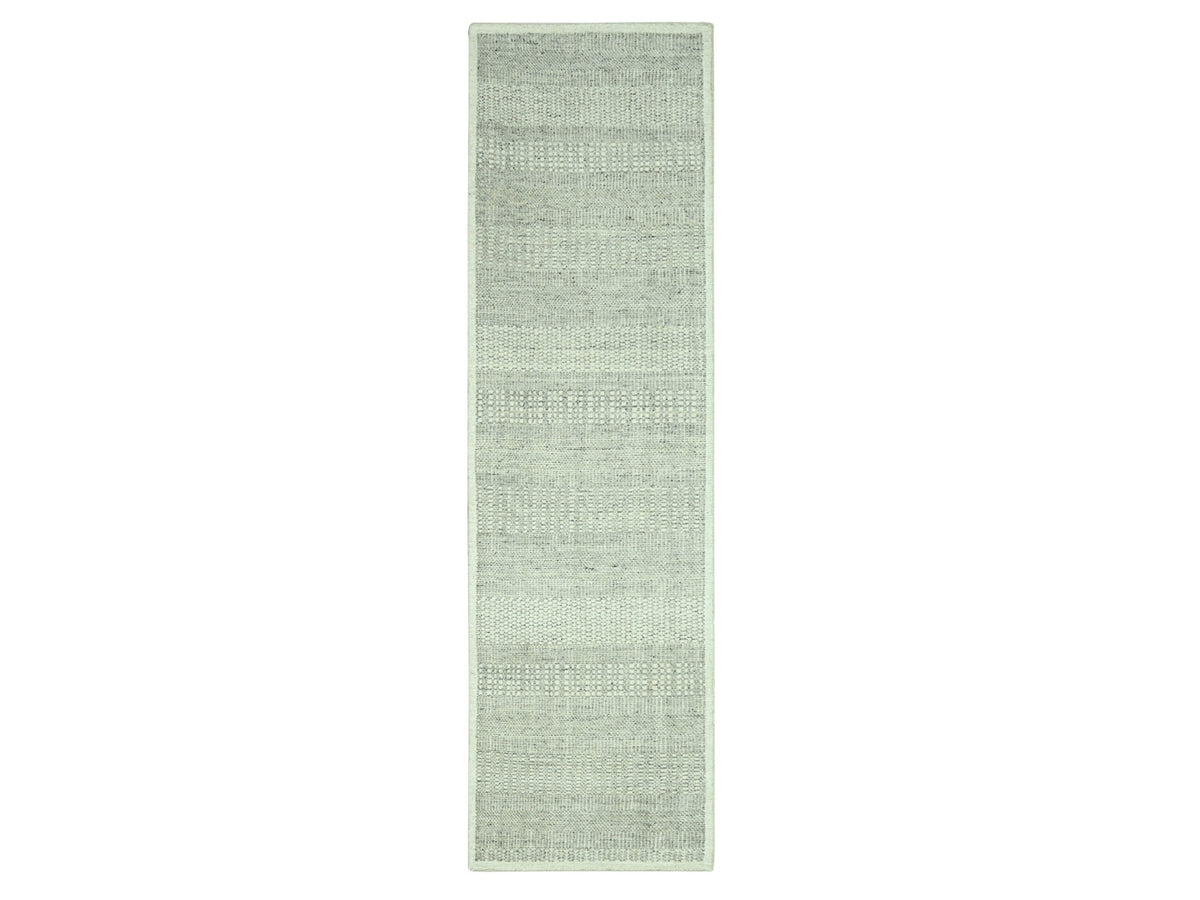 Modern / Contemporary hand-knotted wool runner in Gray, 2'7" x 8'1" — SKU O076760