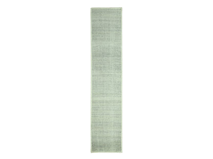Grey 2'7" x 12'1" Modern and Contemporary Hand knotted Wool Rug - Sku: O076761