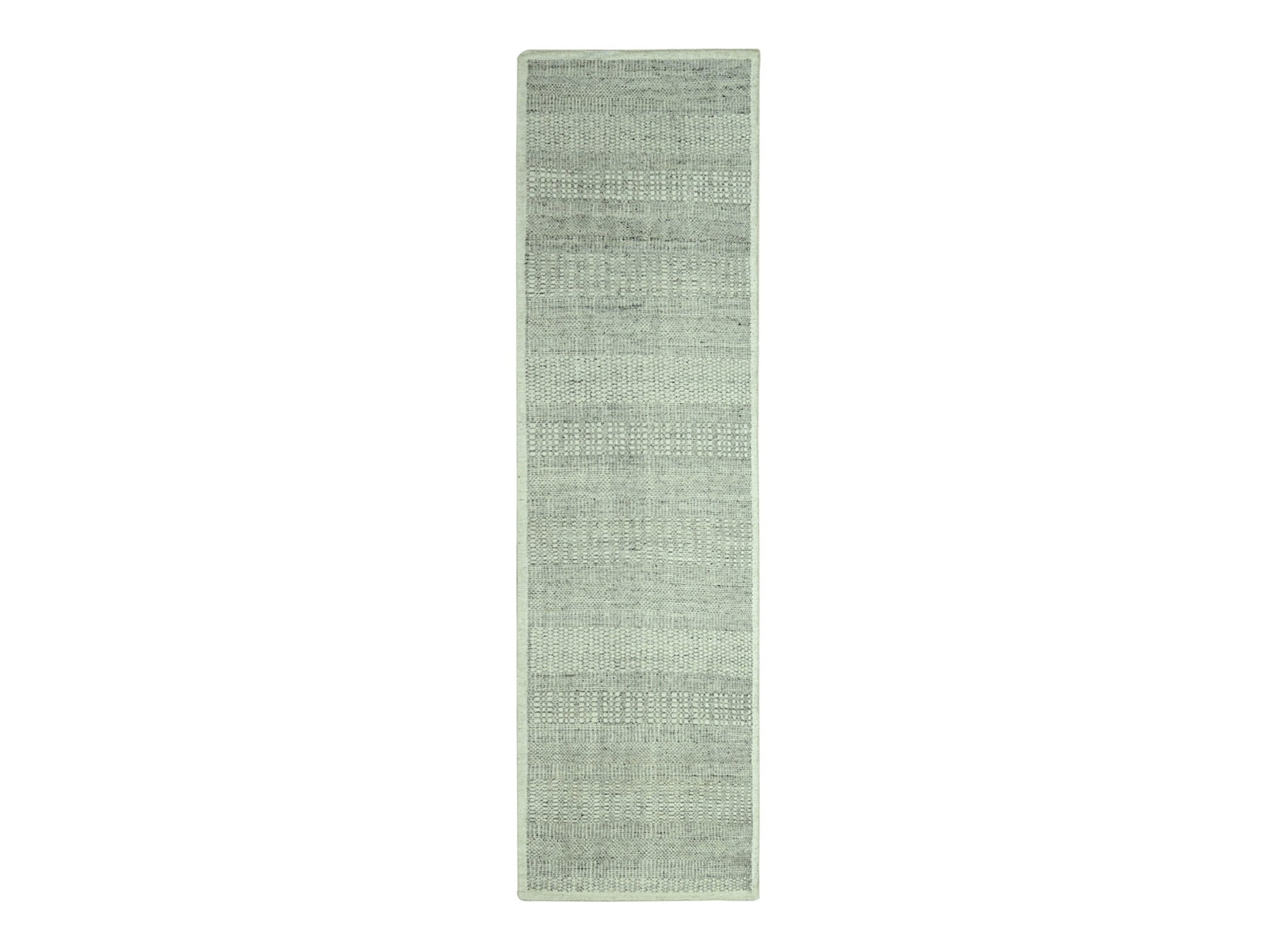 Grey 2'6" x 8'1" Modern and Contemporary Hand knotted Wool Rug - Sku: O076762