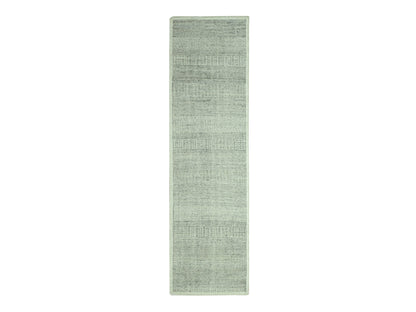 Grey 2'6" x 8'1" Modern and Contemporary Hand knotted Wool Rug - Sku: O076762
