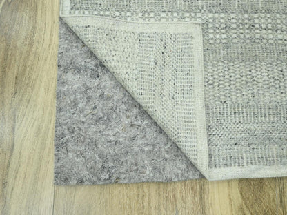Grey 2'6" x 8'1" Modern and Contemporary Hand knotted Wool Rug - Sku: O076762