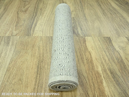 Grey 2'6" x 8'1" Modern and Contemporary Hand knotted Wool Rug - Sku: O076762