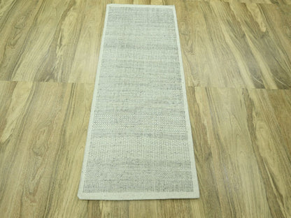 Grey 2'8" x 6'3" Modern and Contemporary Hand knotted Wool Rug - Sku: O076763