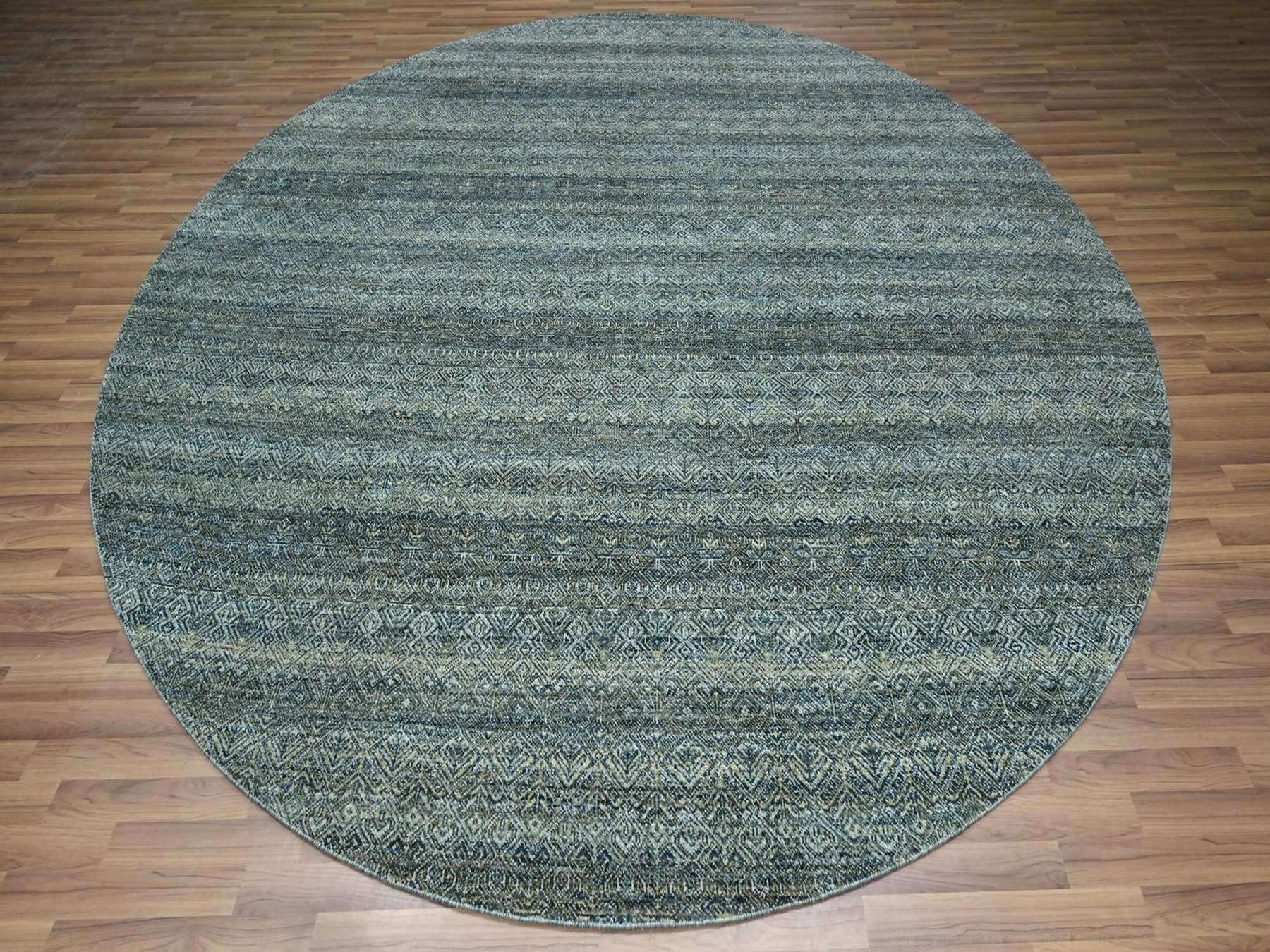 Blue 10'0" x 10'0" Modern and Contemporary Hand knotted Wool Rug - Sku: O076789