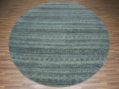 Blue 10'0" x 10'0" Modern and Contemporary Hand knotted Wool Rug - Sku: O076789