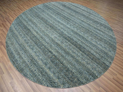 Blue 10'0" x 10'0" Modern and Contemporary Hand knotted Wool Rug - Sku: O076789
