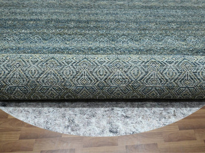 Blue 10'0" x 10'0" Modern and Contemporary Hand knotted Wool Rug - Sku: O076789